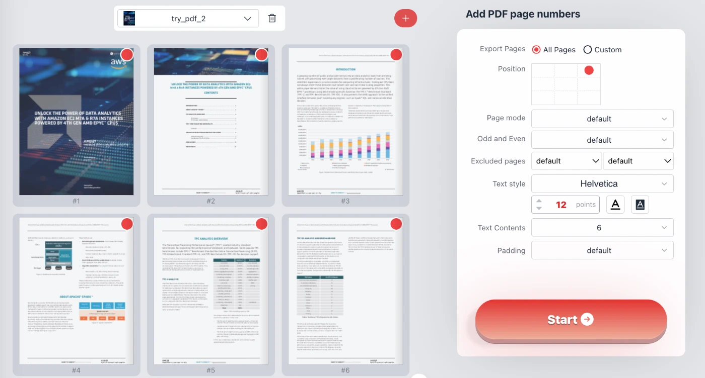 Add PDF page numbers
