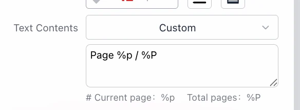 Add PDF page numbers - Dynamic Text Content & Variables