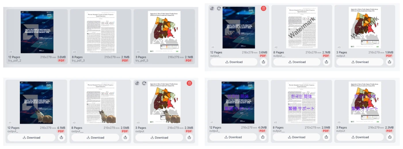 Add Watermark to PDF - Before and After add Watermark