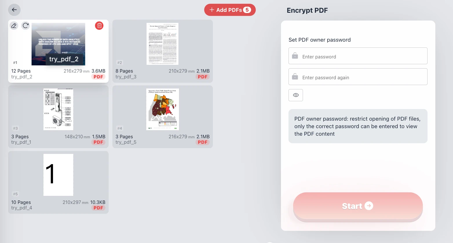 encrypt pdf add password