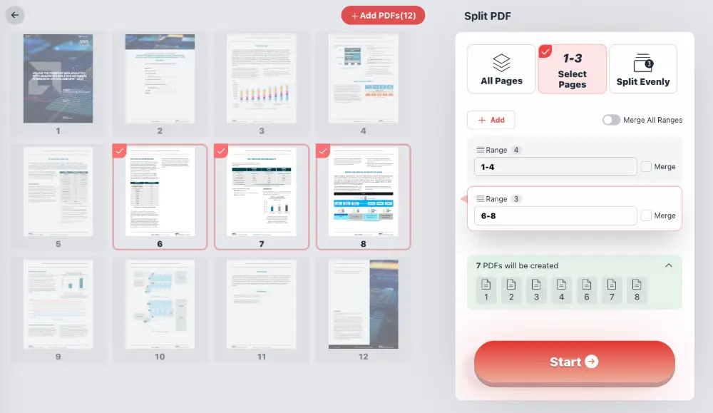 Select Specific Pages & Ranges