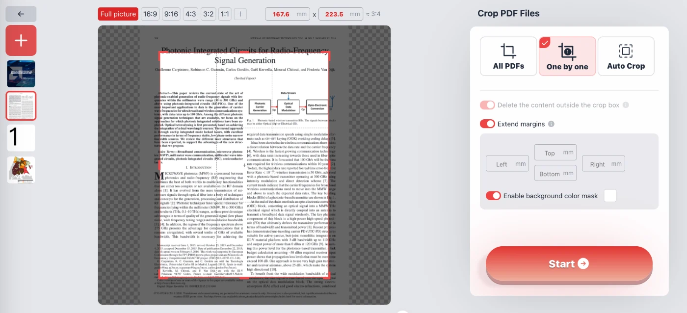 One by One Crop PDFs