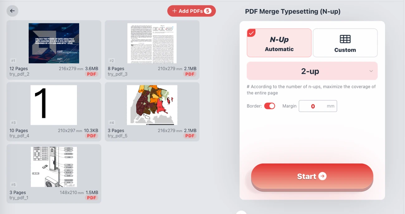 PDF N-Up Automatic 2-up 4-up 6-up 8-up
