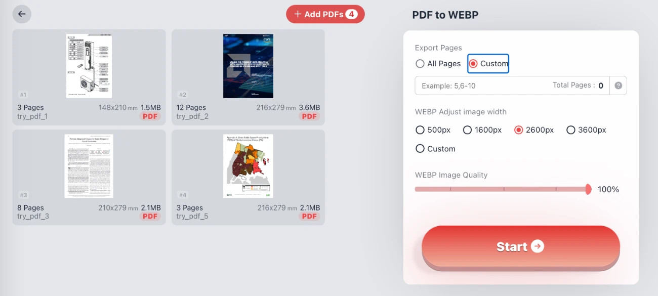 Batch Convert PDF to WEBP Images Securely